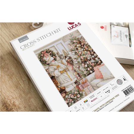 Embroidery kit White Santa With Christmas Tree