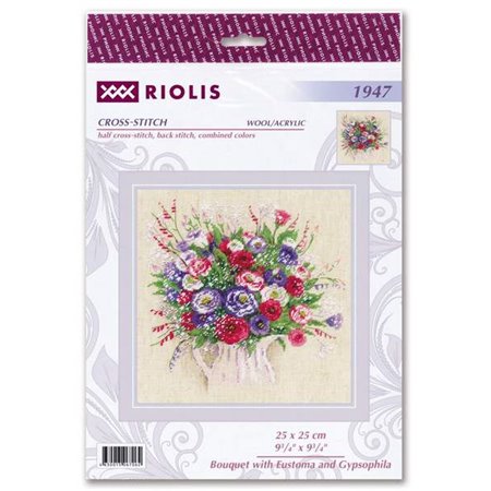 Embroidery kit Bouquet with Eustoma and Gypsophila