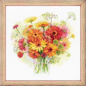 Riolis Kit de broderie Gerberas à l'aquarelle