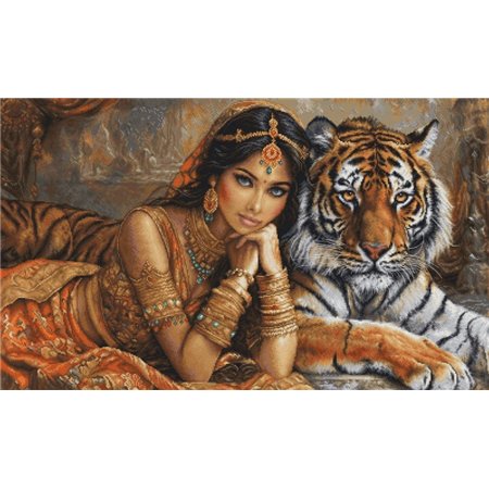 Kit de broderie La princesse indienne et le tigre royal