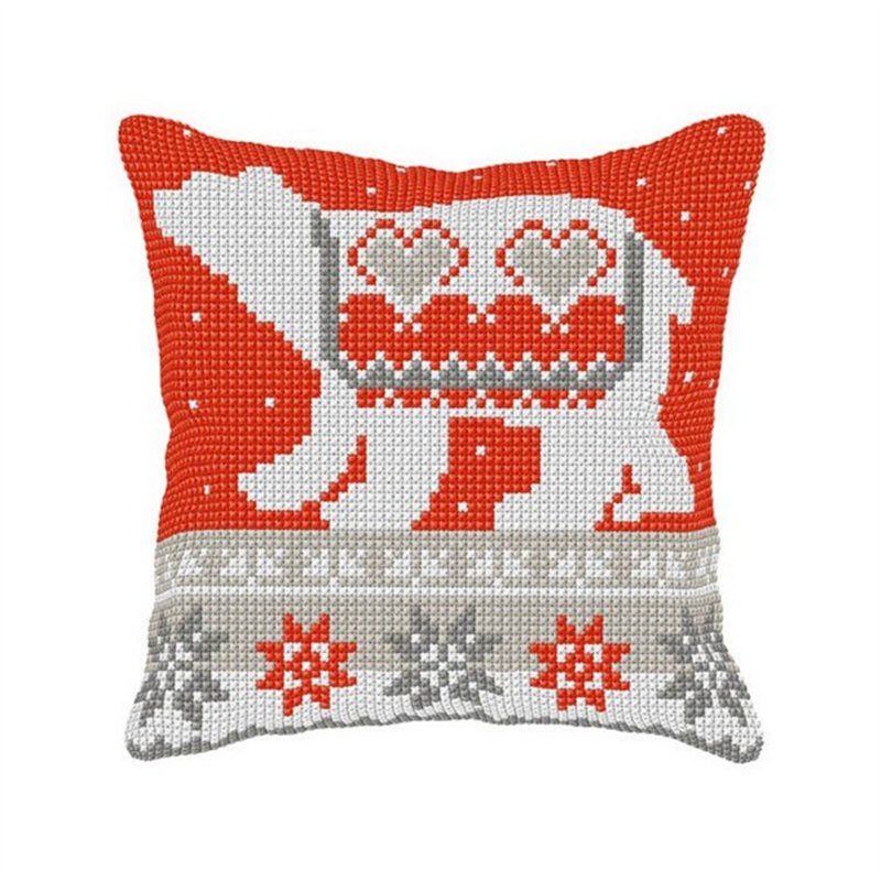 Kit coussin au point croix Ours blanc Kit coussin au point croix Ours blanc