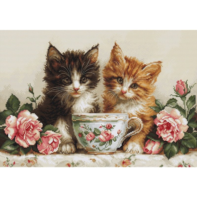 Borduurpakket Twee kitens Borduurpakket Twee kitens