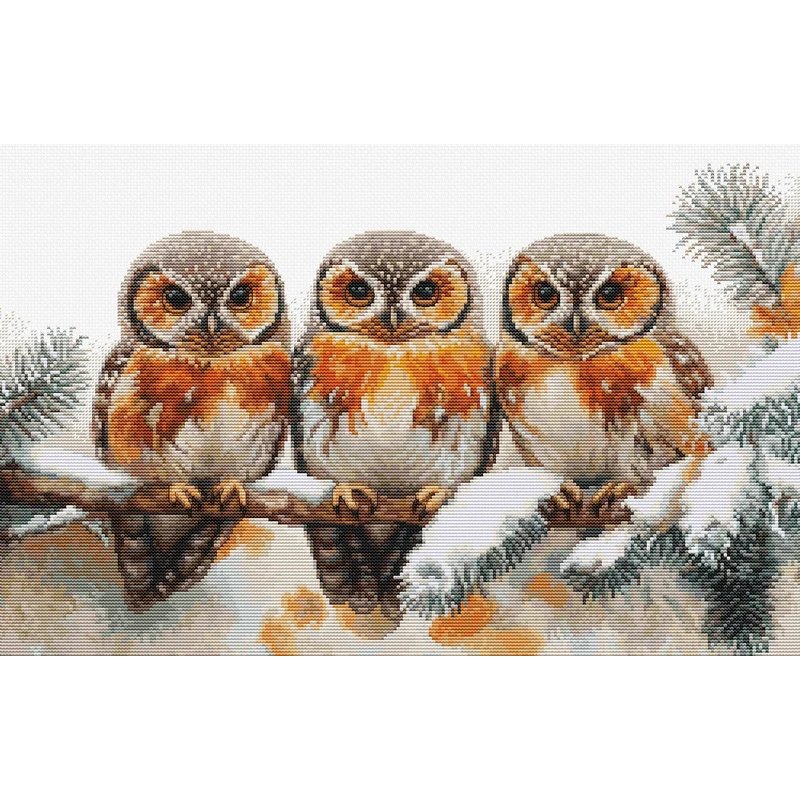 Embroidery kit Owls in The Silence of Winter Embroidery kit Owls in The Silence of Winter