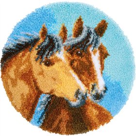 Knüpfformteppichpackung 2 Pferde