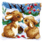 Kit coussin au point noué Lapins dans la neige 147711 Kit coussin au point noué Lapins dans la neige 147711