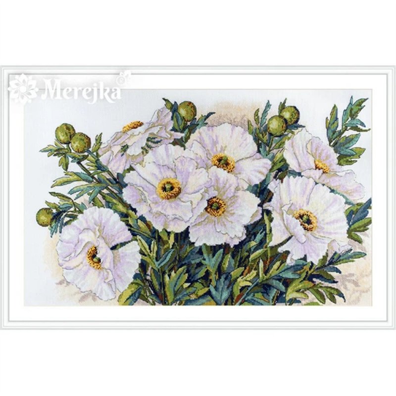 Borduurpakket Witte bloemen Borduurpakket Witte bloemen