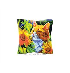 Coussin à broder Chat dans les tournesols 5502