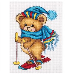 Embroidery kit Skiing bear