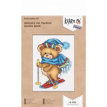 Embroidery kit Skiing bear