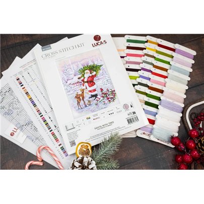 Stickset Weihnachtsmann mit Baum