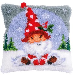 Latch hook cushion kit Christmas gnome in the snow 201456