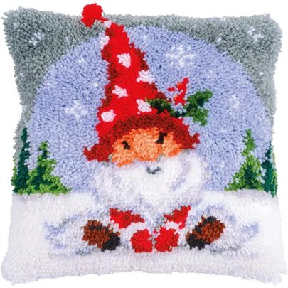 Knoopkussen kit Kerstkabouter in de sneeuw 201456