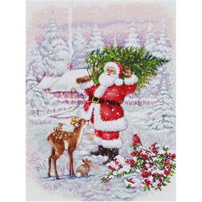 Borduurpakket Kerstman met kerstboom