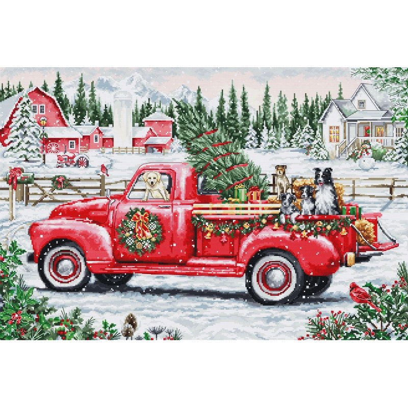 Embroidery kit Red Christmas Truck Embroidery kit Red Christmas Truck
