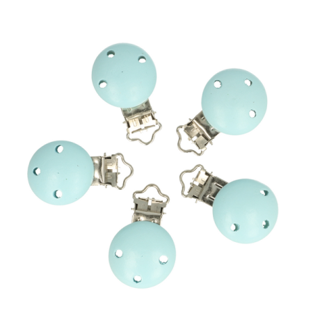 Holz Schnullerclip babyblau