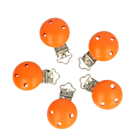 attache sucette en bois orange