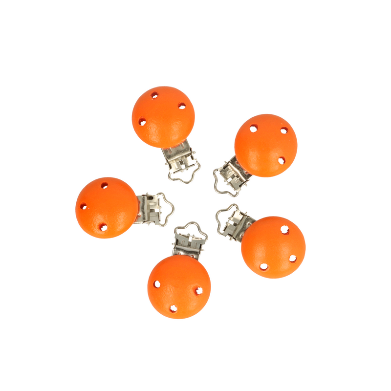 Wood pacifier clip orange