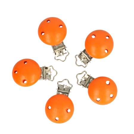attache sucette en bois orange
