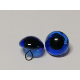 Dierenoog 15 mm in glas blauw